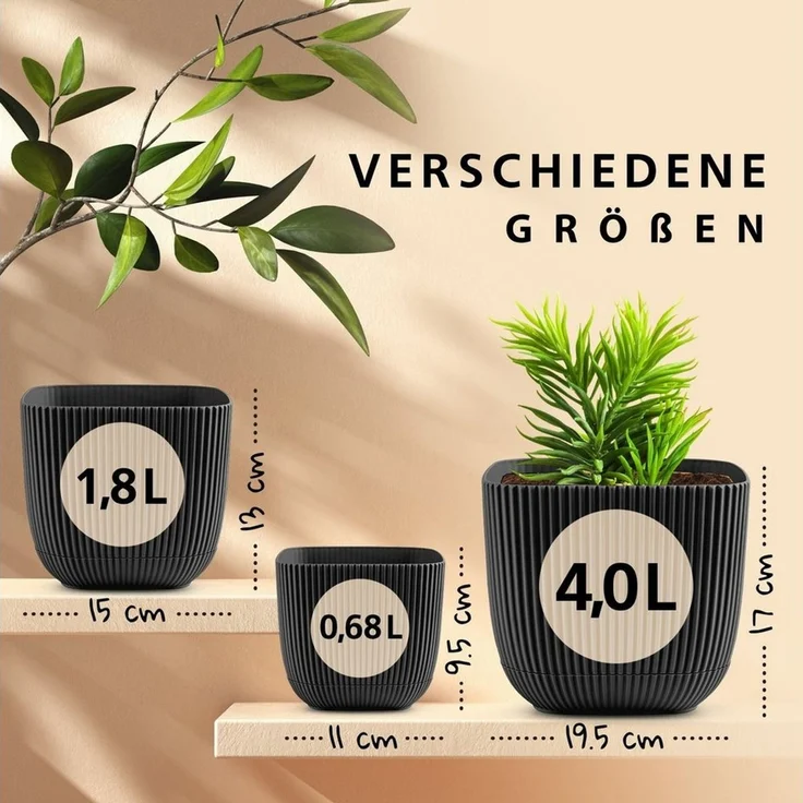 KONZEPT Blumentopf Blumentopf mit Untersetzer, Übertopf Kunststoff, 2IN1 – Der fest integrierte Untersetzer sammelt überschüssiges Wasser – Bild 2