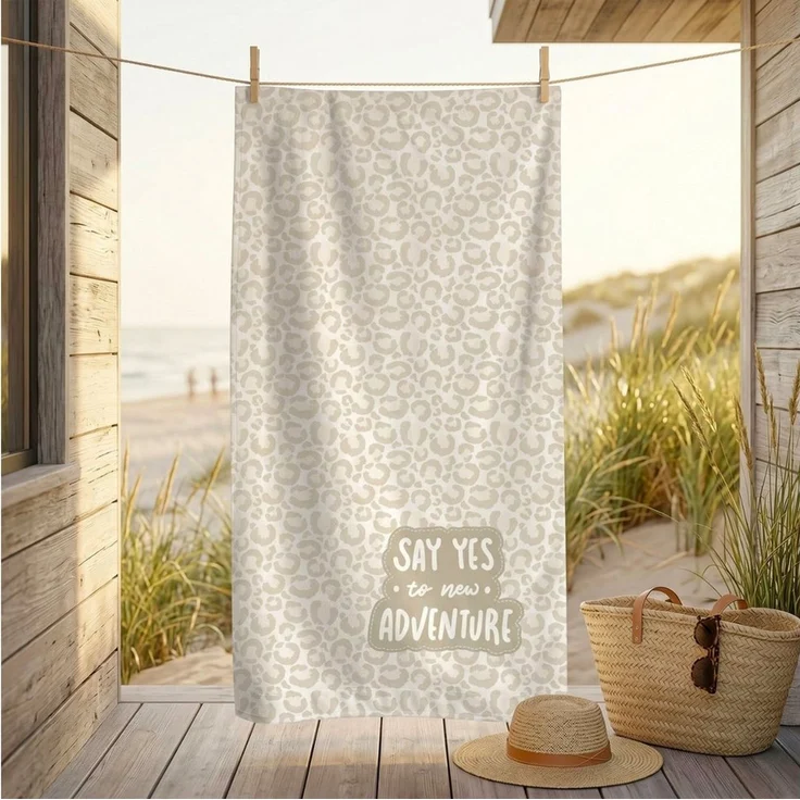 MTOnlinehandel Strandtuch "Fernweh" • Badetuch XXL • 100x200 cm • Schnelltrocknend, Baumwolle & Mikrofaser Mix (1-St), extra groß • weich & saugfähig – Bild 1