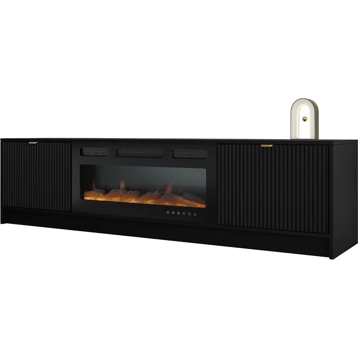 Mirjan24 'Tireno EF' TV-Lowboard mit elektrischem Kamin, Holz schwarz, 48 x 40 x 182 cm – Bild 1
