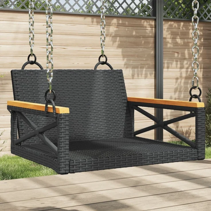 vidaXL Hängesessel Schwarz 63x62x40 cm Poly Rattan 368170 – Bild 1