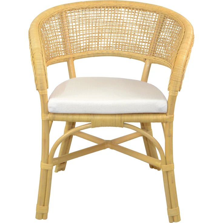 Schöner Rattansessel, Rattanstuhl handgeflochten, beige, inklusive Sitzkissen – Bild 3