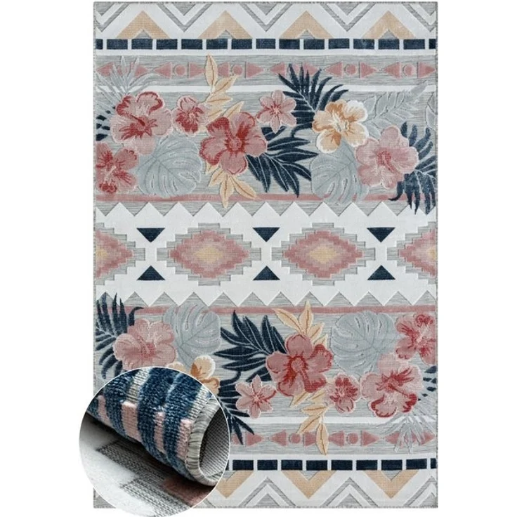 Wohnando Teppich MY-RUG Outdoor-Teppich "Aurora" 160x100 cm, grau, rechteckig, Höhe: 8 mm, mit floralem Hoch-Tief-Design, für drinnen und draußen – Bild 4