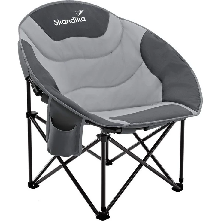 Skandika Campingstuhl Moonchair Sirkka Gartenstuhl, Faltsessel bis 150 kg, klappbar, faltbar, gepolstert, Tragegriff, Kühlfach, Anti-Rutsch-Füße, Mondsessel Camping – Bild 1