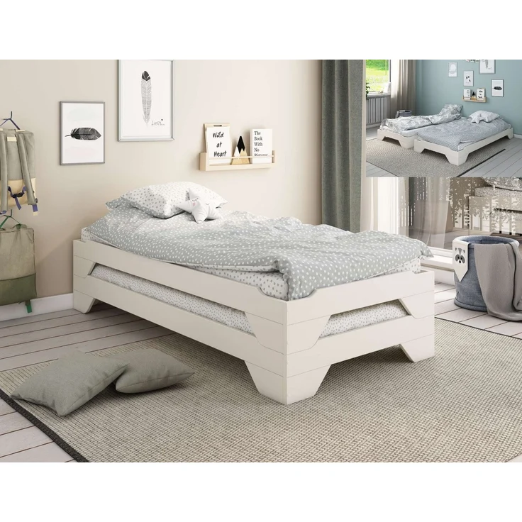 OTTO home Massivholzbett Melwine, Stapelbett, platzsparend, modern (1 Bett), inklusive Lattenrost, platzsparend und ideal für Besuch! – Bild 1