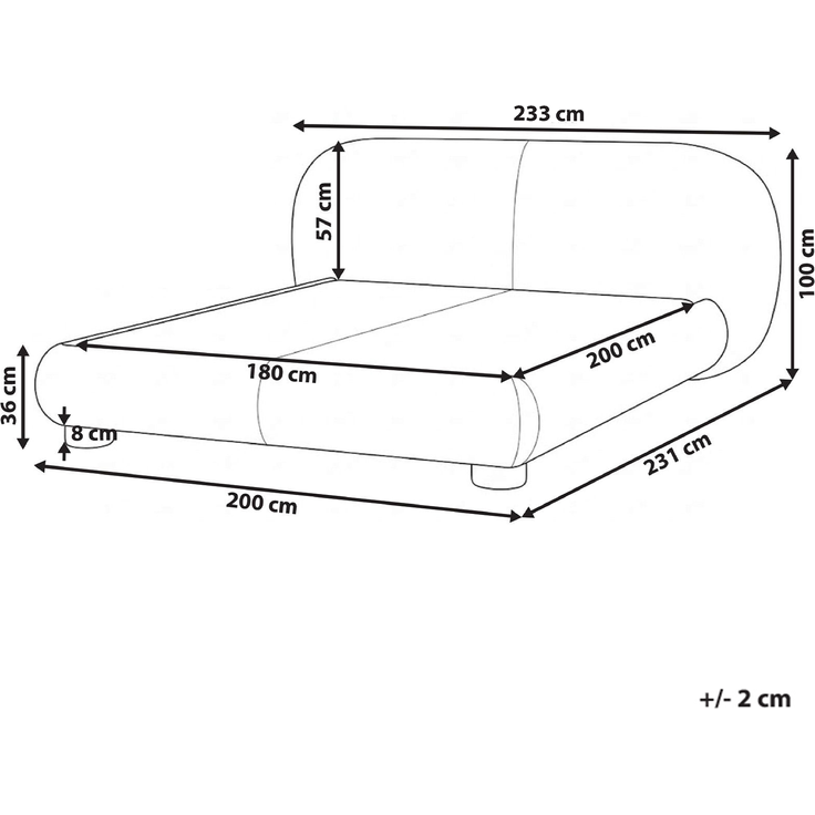 Bett mit Lattenrost Bouclé BAYEL 180x200 cm Cremeweiß – Bild 2