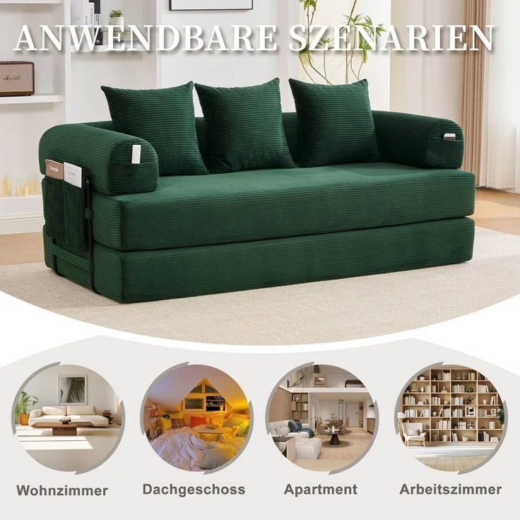 Odikalo 3-Sitzer Freizeitsofa Kompressionssofa Lounge Metallrahmen 3 Kissen Mehrfarbig – Bild 2
