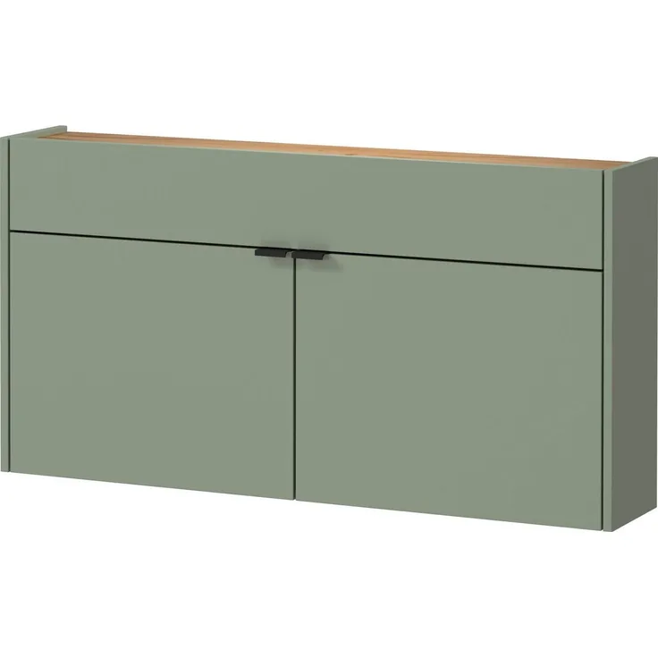 Germania Hängender Mehrzweckschrank 1398-629 GW-Ameca, in Taupegrün/Eiche, geringe Tiefe, optimal für schmale Flure, 110 x 57 x 22 cm (BxHxT)