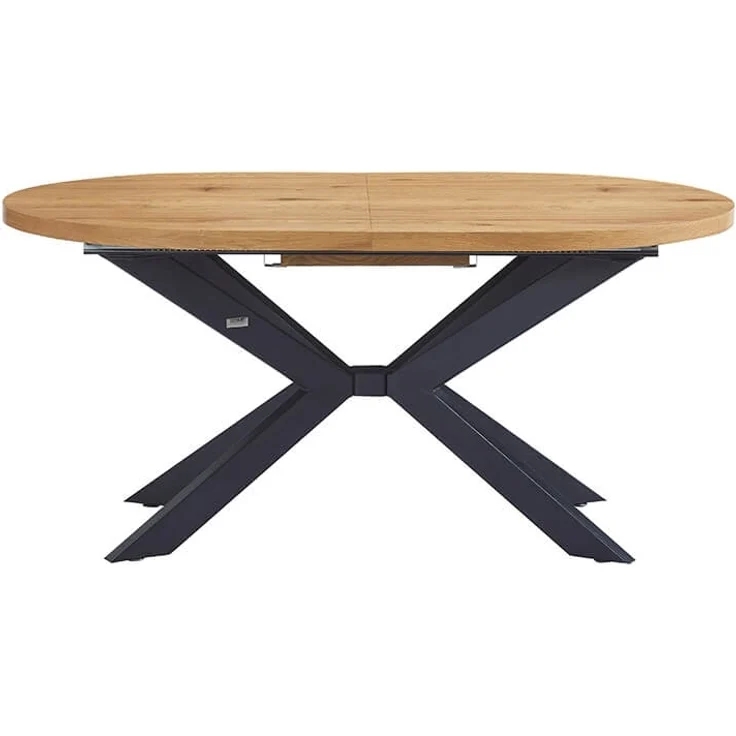 HOME DELUXE Essgruppe Oval Ausziehbar inkl. Sternfuß - 160 x 100 cm Light Oak 6 Stühle Hellgrau – Bild 7