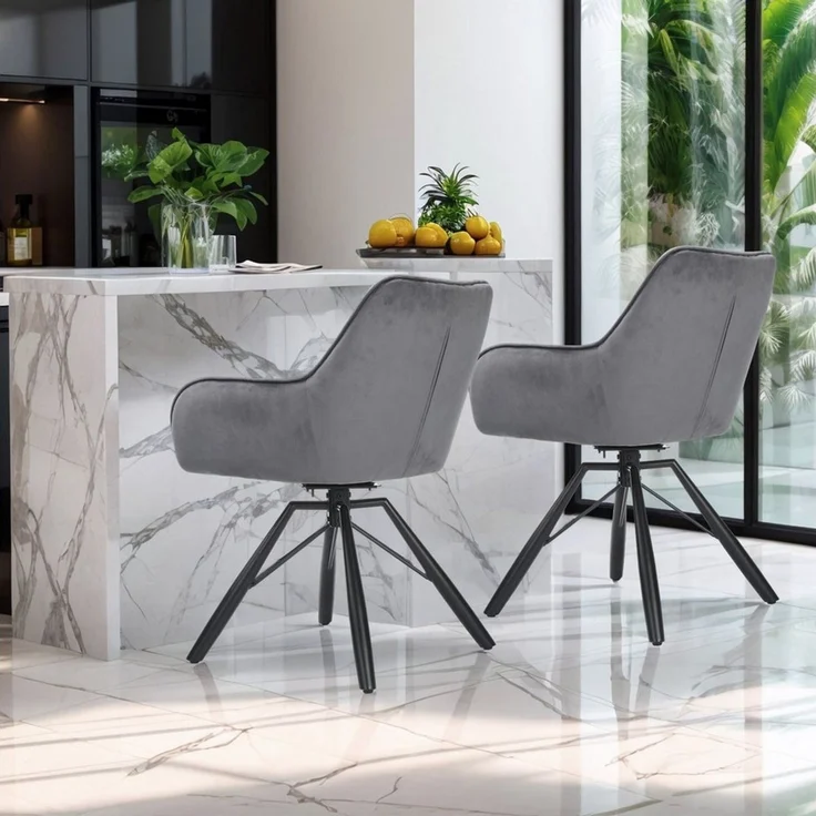 oyajia Polsterstuhl Esszimmerstühle drehbar mit Armlehnen (2 St), 360 Grad Drehfunktion, Samtpolsterung – Bild 2