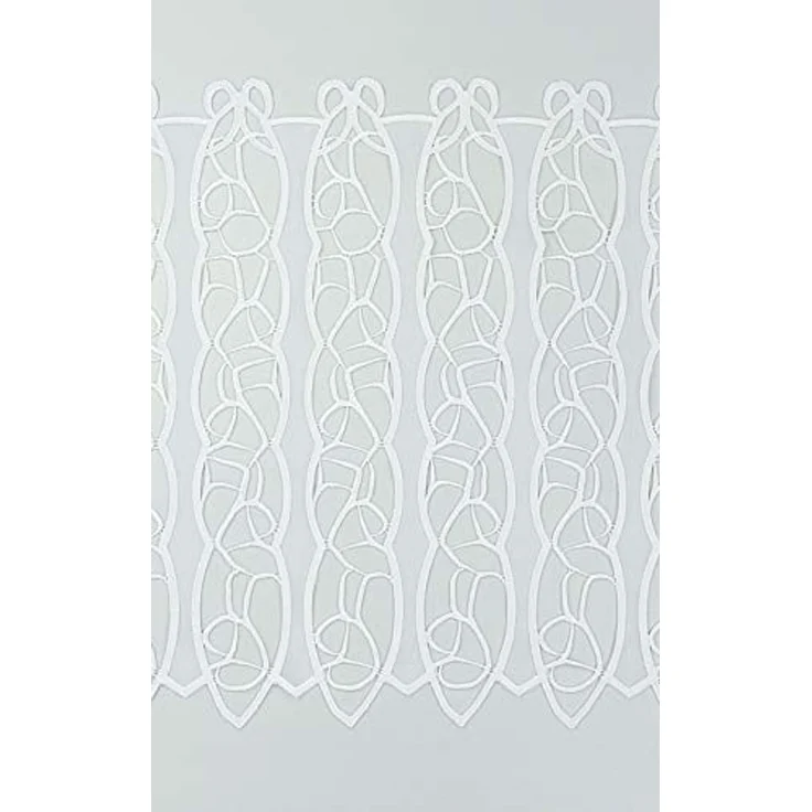 Scheibengardine Plauener Spitze - Loop (Bx H) 129,6cm * 47cm weiß/Weiß – Bild 4
