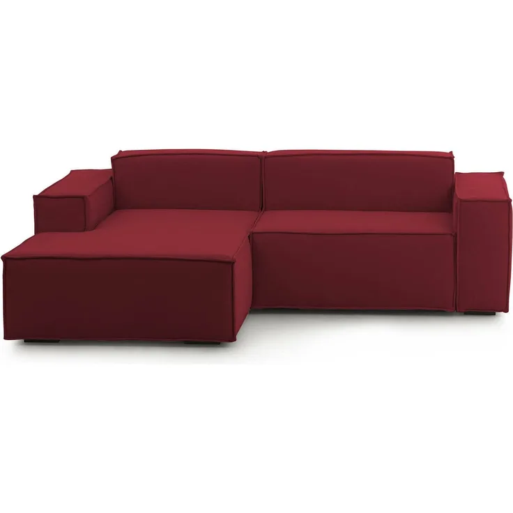 Dmora Sofa mit Halbinsel Assurte, modulares Sofa mit linker Chaiselongue, modernes Stoffsofa, 100 % Made in Italy, 240 x 170 x 70 cm, Rot