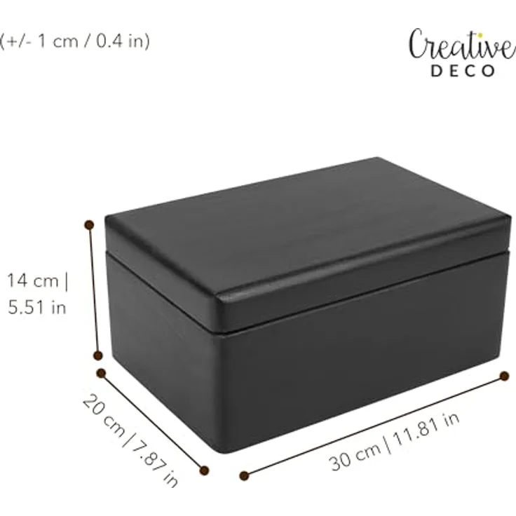 Creative Deco Holzkiste mit Deckel Groß Erinnerungsbox Baby Holzbox 30 x 20 x 14 cm, mit Scharnieren – Bild 4