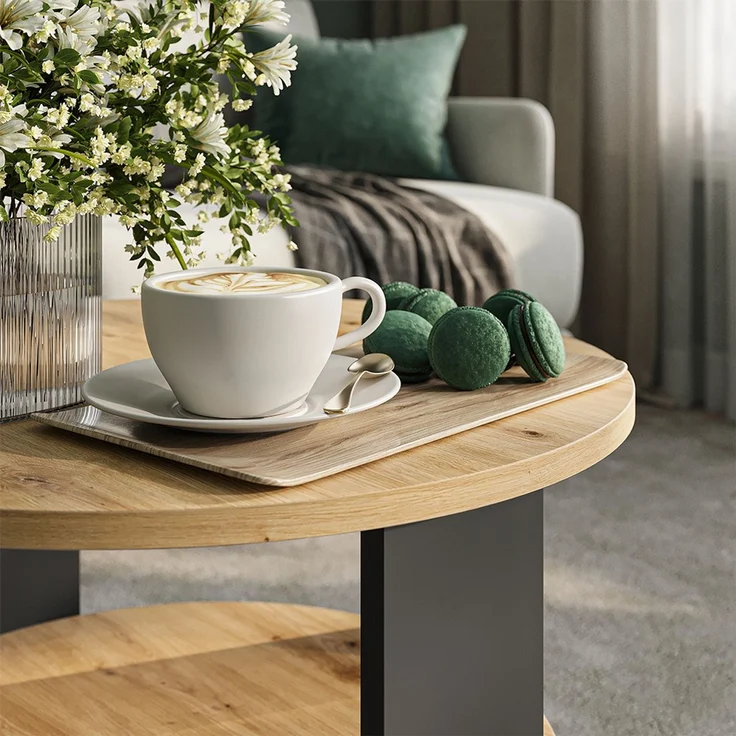 Couchtisch Romeo Anthrazit/Artisan-Eiche 53 x 53 cm Vicco – Bild 4