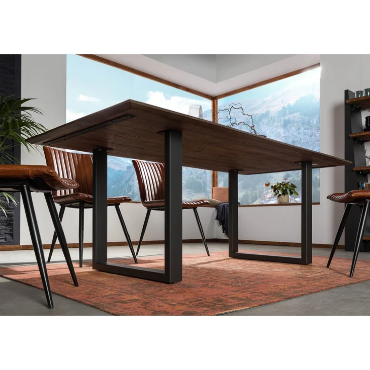 Esstisch Akazie 200x100 grau lackiert / U-Beine anth. matt SWISS EDGE – Bild 6