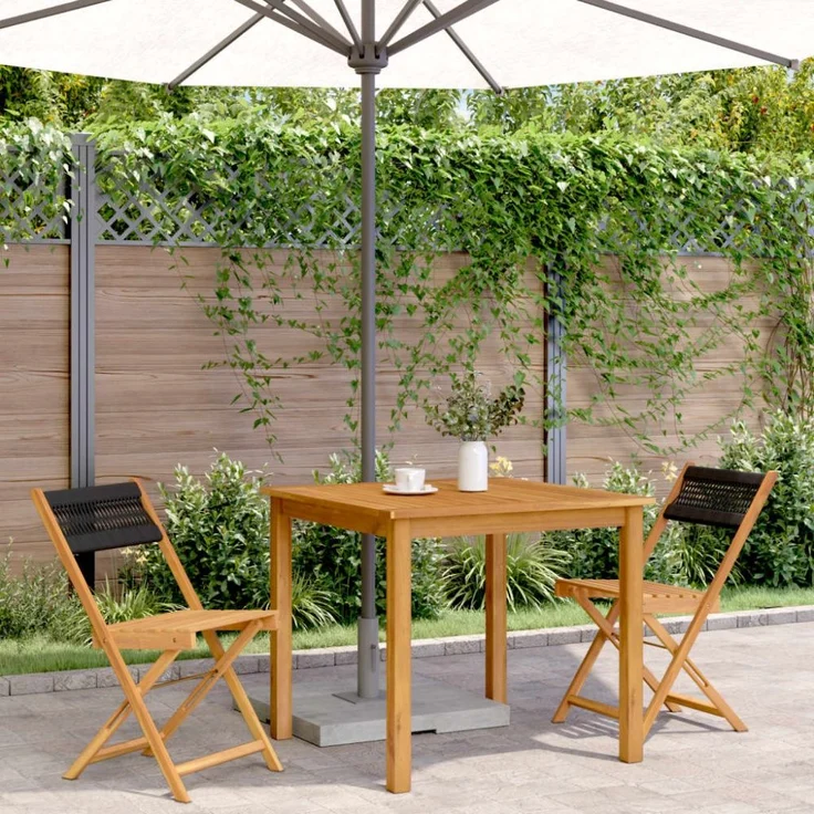 vidaXL Bistrostühle 2 Stk. Schwarz Massivholz Akazie und Kordel 367678 – Bild 3