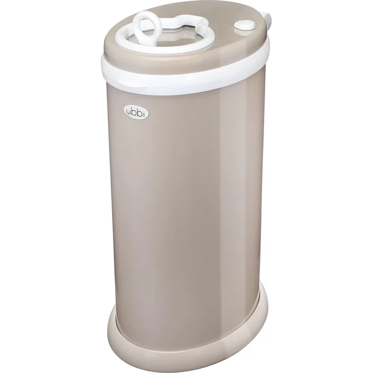 Ubbi Steel Diaper Pail, Odor Locking, No Special Bag Required, Award-Winning, Registry Must-Have, Taupe