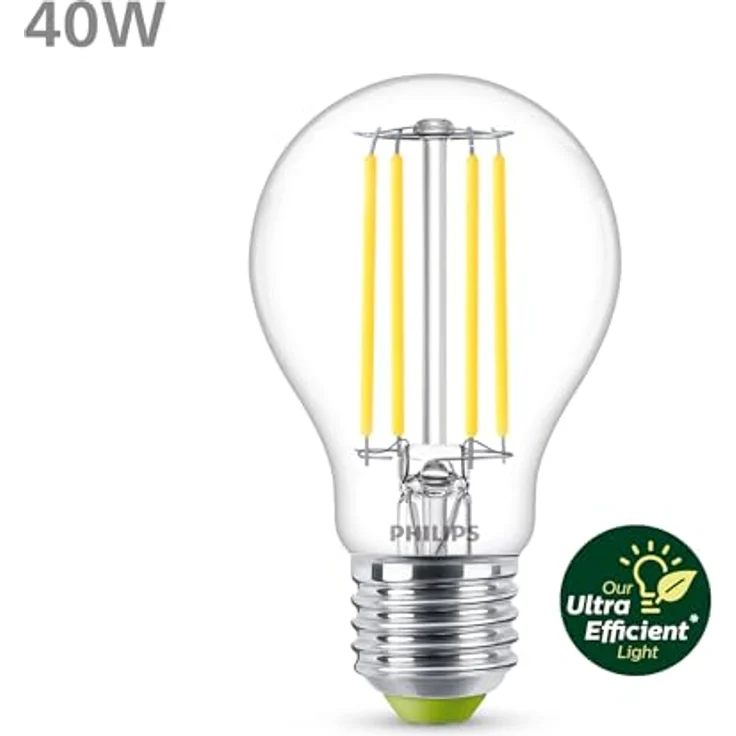 Philips LED Classic ultraeffiziente E27 Lampe, mit Energieeffizienzklasse A, ersetzt 40W, klar, neutralweiß – Bild 4