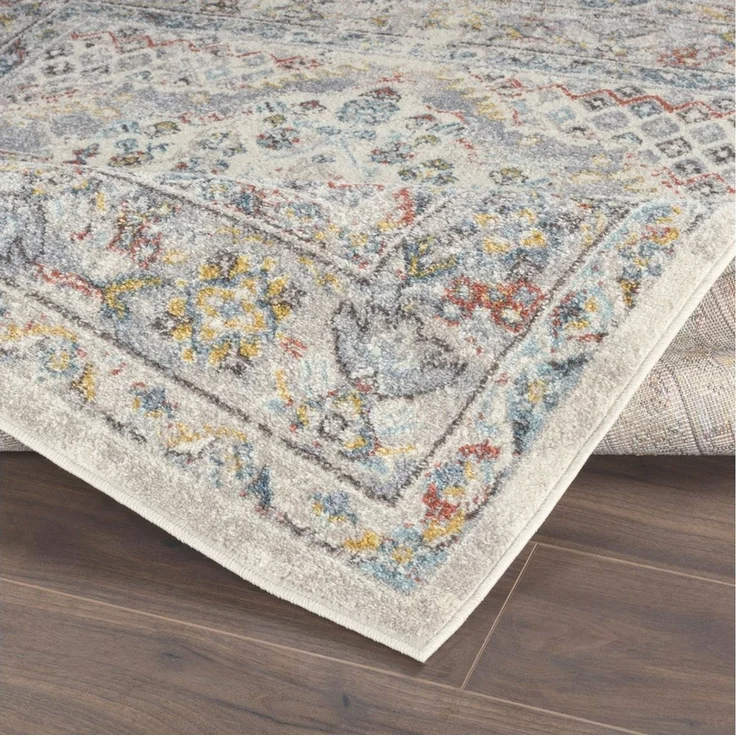 Livabliss Casablanca Vintage Teppich groß - Teppich Wohnzimmer 120x170 cm, Esszimmer, Schlafzimmer, Orientalischer Teppiche Boho Style - Carpet Living Room, Bunter Muster, Taupe und Creme – Bild 4