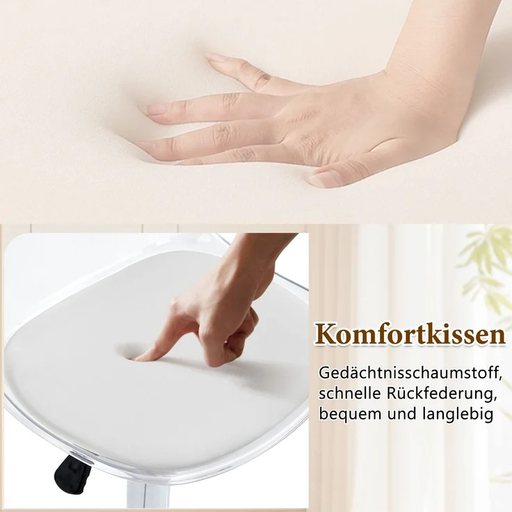 Flexibles Bar-Set: 89 cm Glastisch + 2 Hocker mit silberfarbenen Beinen, höhenverstellbar & drehbar.•Transparente Optik • 360°-Drehung • Vielseitig nutzbarSchafft visuelle Weite und spart Platz.--Silber, Transparent--51x49.5x50cm--YOUDENOVA – Bild 5