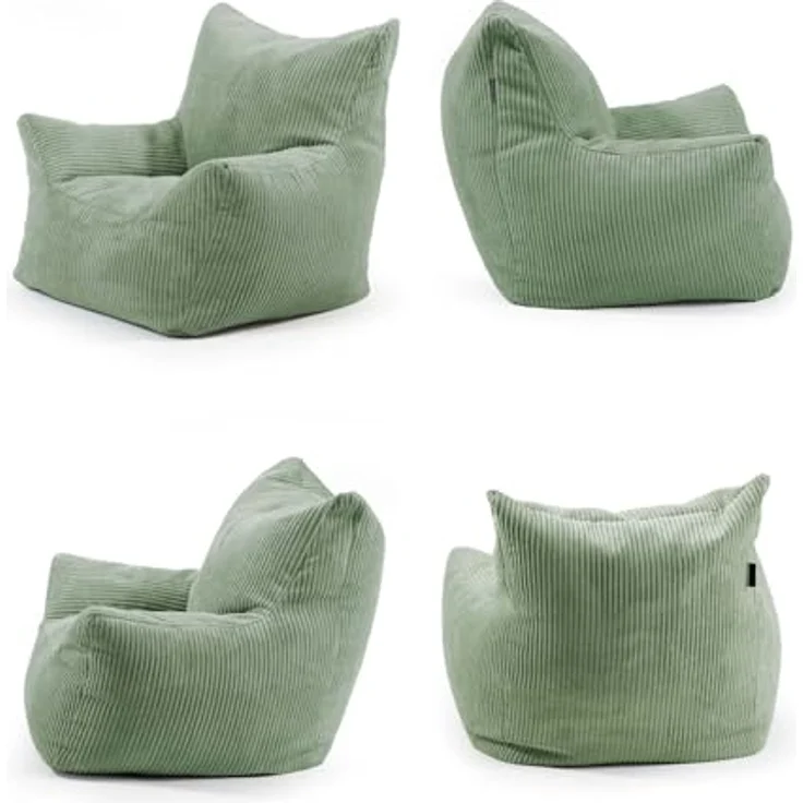 mokebo Kindersessel aus Cord Der Pausenheld, ergonomischer Kindersitzsack in Grün mit erhöhter Rückenlehne für Kinder von 2 bis 6 Jahren – Bild 6