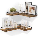 Vasagle L-förmiges Eckregal, 2er Set, Wandregal, Industrie-Design, für Wohnzimmer, Schlafzimmer, Küche, vintagebraun-schwarz LLS831B01