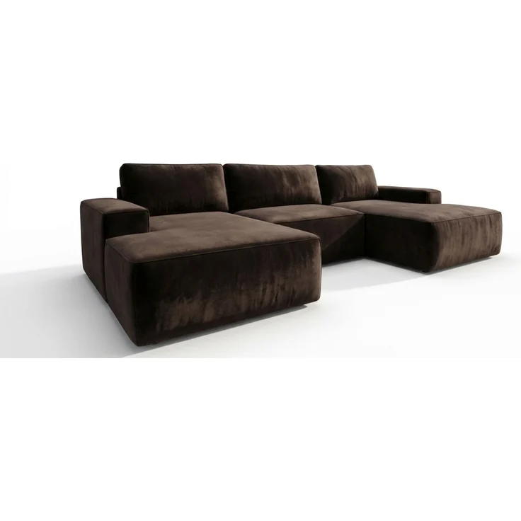 Ecksofa EINAR 362x170 cm mit Schlaffunktion, Bonellfederkern und Bettkasten, Farbe: Dunkelbraun – Bild 2