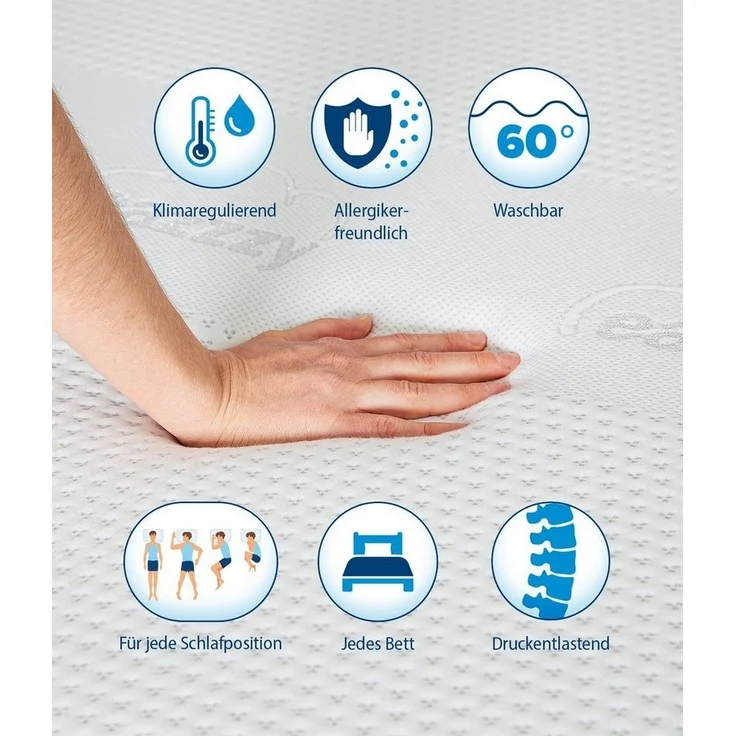 Matratzenauflage eazzzy Premium Cube Topper Matratzentopper Allergikerfreundlich Genius, 180x200 cm 140x200 cm und weitere Größen – Bild 2