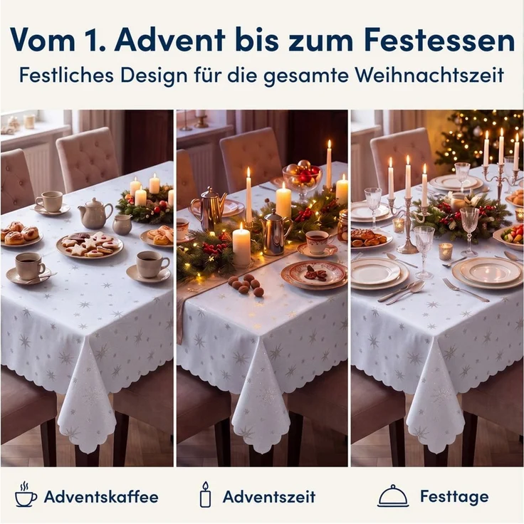 Stoffschmiede Tischdecke Weihnachten Sterne - Lurex Glanz - Versch. Größen & Farben, Lurex Glanz – Bild 4