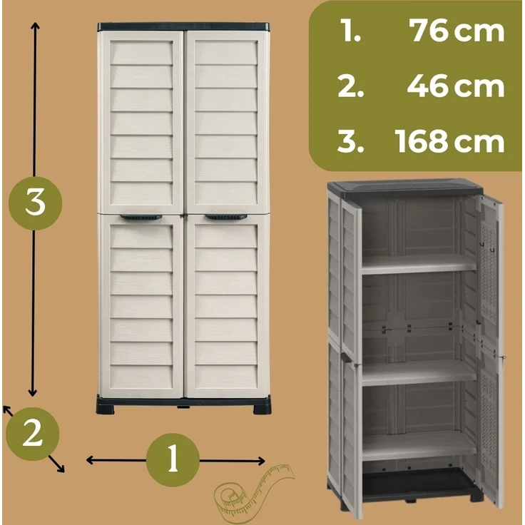 GarPet Garten-Geräteschrank Gartenschrank Wetterfest Outdoor Kunststoffschrank Balkonschrank – Bild 2