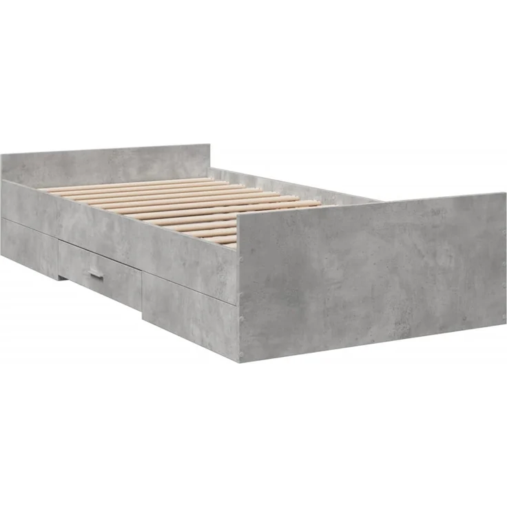 vidaXL Bettgestell mit Schubladen Betongrau 75x190 cm Holzwerkstoff 3280352 – Bild 3