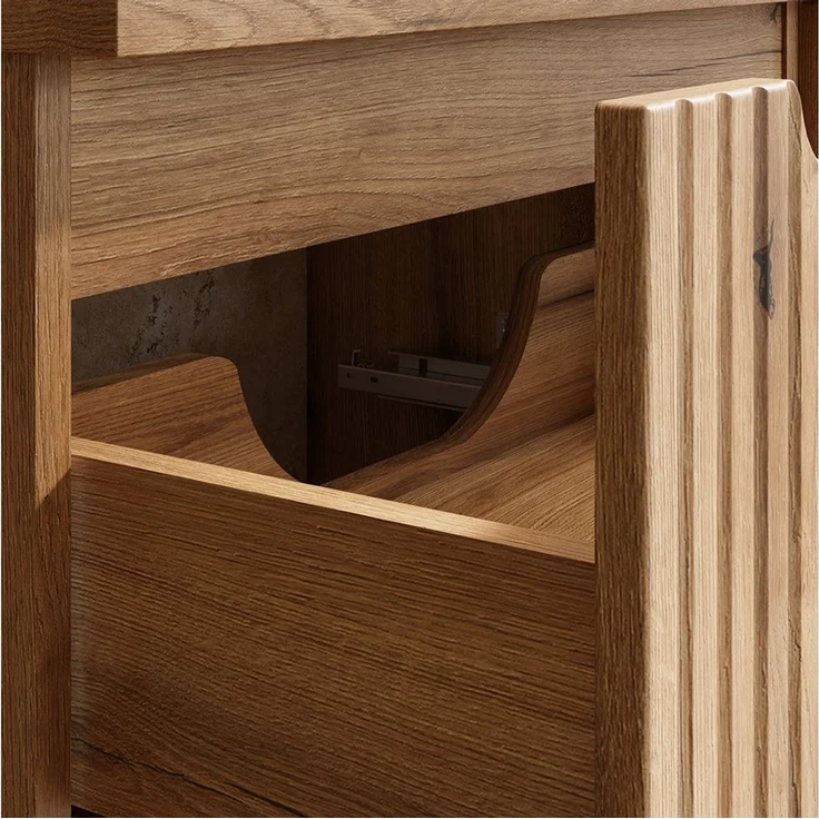Lomadox Waschbeckenschrank NEWPORT-56-EVOKE 50 cm breit in Eiche, gerillte Front, 2 Schubladen – Bild 4