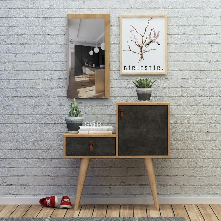 Skye Decor 'Janna' Garderobe, Eiche / Dunkelgrau, 80 x 80 x 40 cm – Bild 1