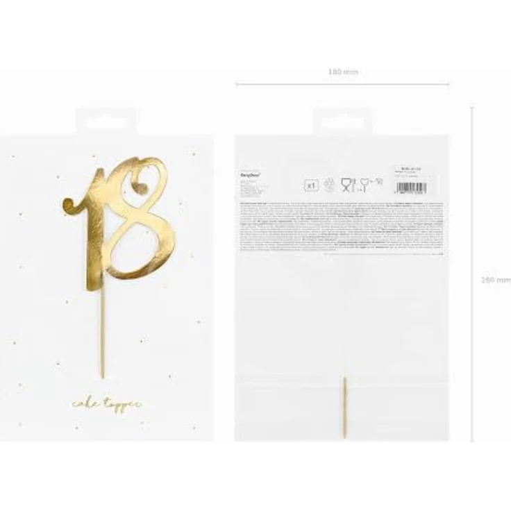 partydeco Tortenstecker, Cake Topper "18" gold 20,5cm – Bild 3