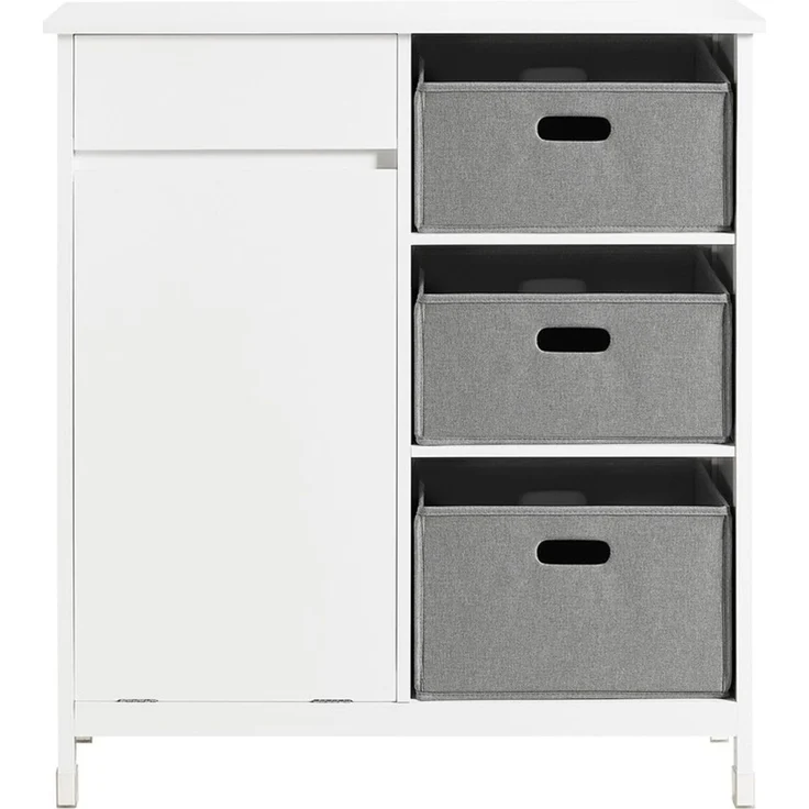SoBuy BZR77-W Wäscheschrank, MDF, Lackiert, Weiß, 80 x 91 x 38 cm – Bild 1