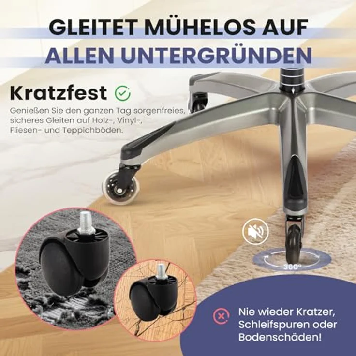 COLAMY Hochlehner Chefsessel aus Leder, Ergonomischer Bürostuhl mit Flip-up-Armlehnen & höhenverstellbar - Office Chair mit leisen Rollen für Homeoffice und Büro-Schwarz – Bild 8