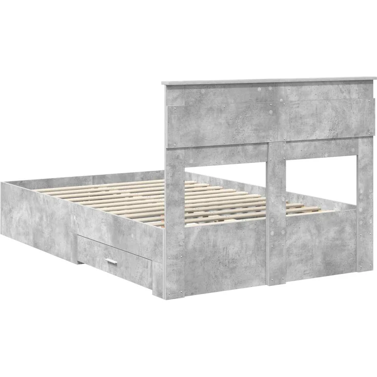 vidaXL Bettrahmen mit Kopfteil Beton Grau 135 x 190 cm Holzwerkstoff 3409998 – Bild 9