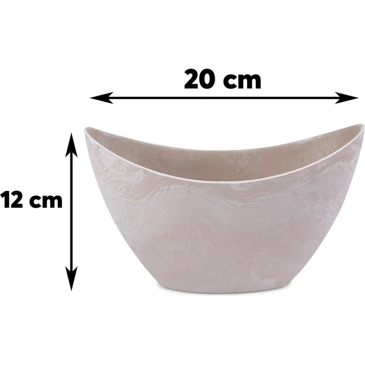 matches21 HOME & HOBBY Blumentopf Hohe Pflanzschale oval Vintage sand-beige 20 x 12 cm wetterfest (1 St), Schiffchen Deko-Schale als Tischdeko Blumen-Schale Outdoor Garten-Deko – Bild 2