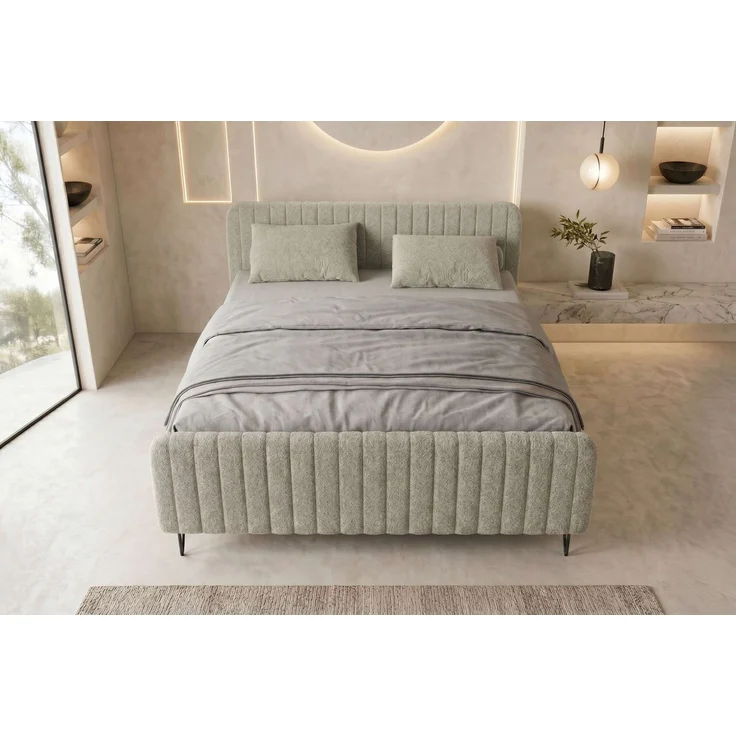 Boxspringbett Aurelio - Boucle-Stoff - creme - 160x200 cm – Bild 4