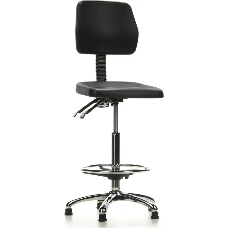 hjh OFFICE 665040 TOP Work 11 Arbeitshocker mit höhenverstellbarer Fußstütze, verstellbare Rückenlehne, Schwarz