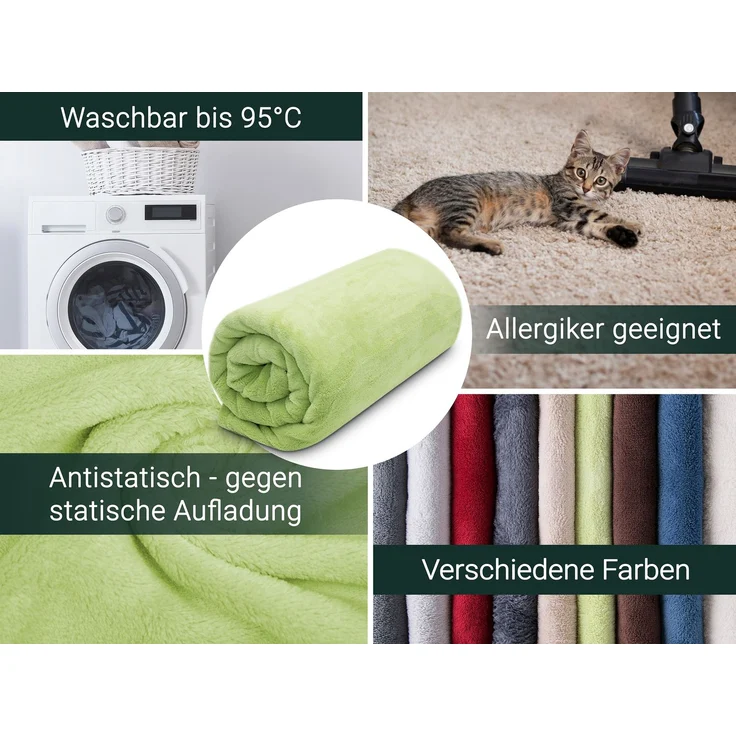 ZOLLNER Kuscheldecke, 150x200 cm, grün (apfelgrün) – Bild 2