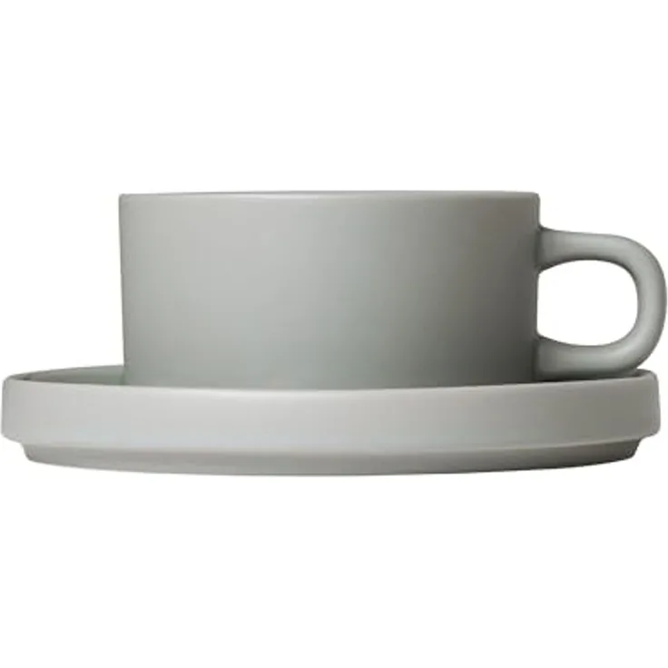 Blomus Pilar Set 2 Teetassen, Tasse, Becher, Trinkgefäß, Keramik, Mirage Grey, 170 ml, 63912