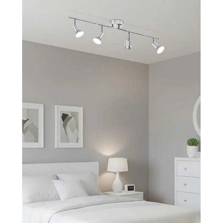 LVWIT Deckenleuchte LED Spotleuchte 4 Flammig GU10 Modern Chrom Deckenspot Schwenkbar 350° Drehbar Küchelampe Spot Strahler Decke Wohnzimmer Schlafzimmer Deckenstrahler (Ohne Leuchenmittel) – Bild 7