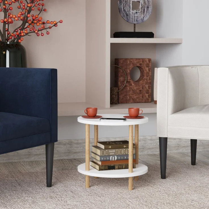 Beistelltisch Ves 49xØ42 cm Weiß [en. casa] – Bild 3