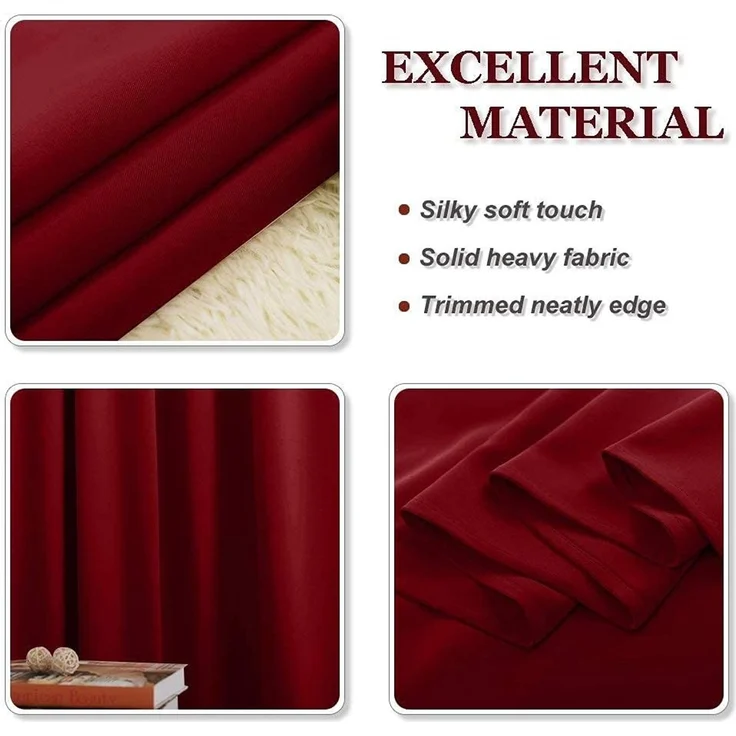 PONY DANCE Vorhang Blickdicht Kräuselband 2er Set H 228 x B 228 cm Extra Breite Gardine für Schienensystem Thermogardinen Hitzeschutz Blackout Curtains Living Room, Rot – Bild 8