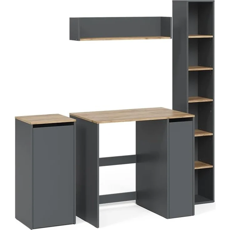 Badmöbel-Set Viktor Anthrazit/Goldkraft Eiche 4-teilig Vicco – Bild 1