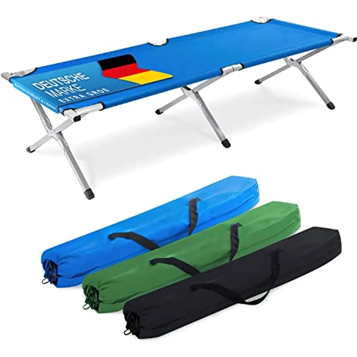 Goods+Gadgets Feldbett Faltbares Army-Bett (Campingbett, Klappbett) Gästebett aus Aluminium – Bild 10