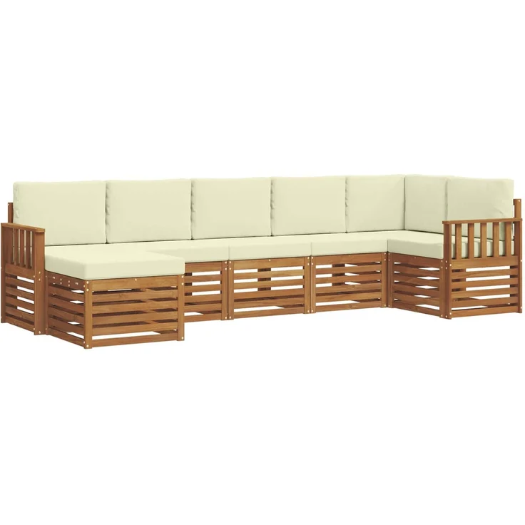 vidaXL Outdoor-Sofagarnitur 7 stk. 6-Sitzer Natur und Creme 3375160 – Bild 2