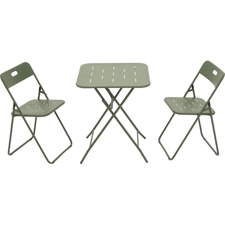 LVHOM Bistroset 3-tlg, Gartenmöbel-Set mit klappbaren Stühlen und Tisch, Balkonmöbel Set aus Stahl, wetterfeste Sitzgruppe, Grün – Bild 2