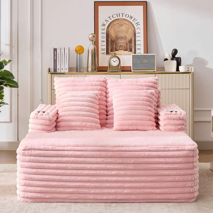 ZUBALIYA SchlafSofa mit breiten Armlehnen, ohne aufwendige Montage, für Wohnzimmer und Apartments, mit stabilem Untergestell – Bild 1