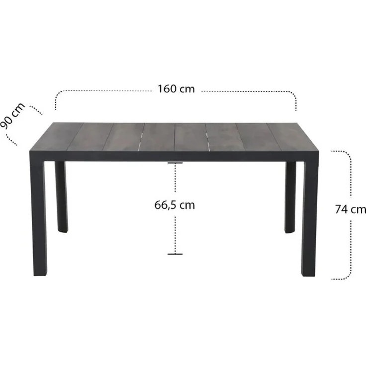 Siena Garden Silva Dining Tisch 160x90 cm ? Aluminium (matt anthrazit) & Keramikplatte (wood grey) – Bild 5